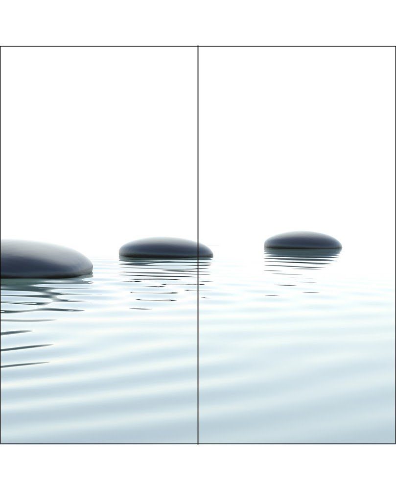 Schulte Badrückwand DecoDesign Foto über Eck Zen Steine + Wasser, (Set, 2-tlg), Wandverkleidung, fugenloser Fliesenersatz, Duschrückwand