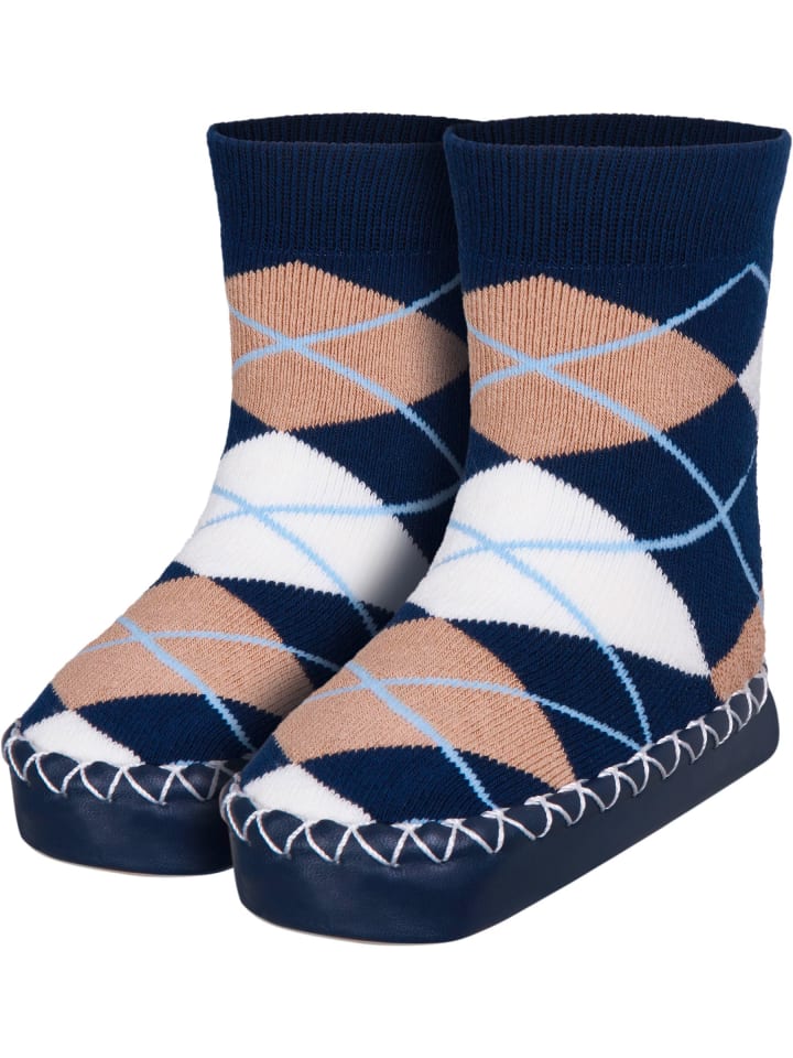 Playshoes Hüttenschuh Karo in Marine günstig kaufen
