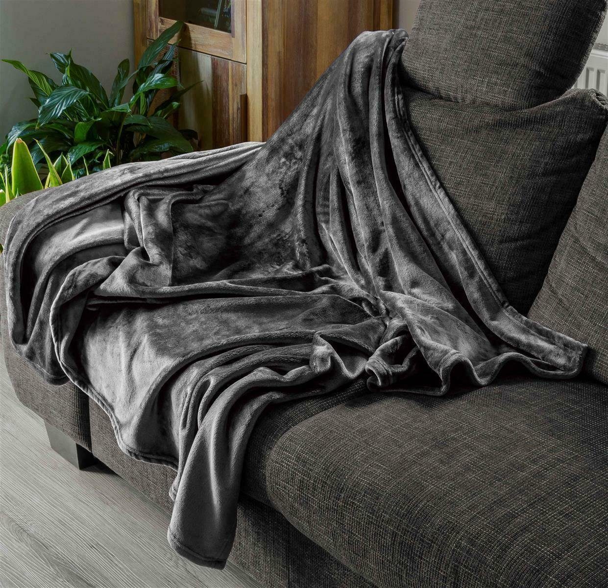 Wohndecke Dunlopillo Wohndecke 150 x 200cm - Kuscheldecke Platingrau - Made in, Dunlopillo