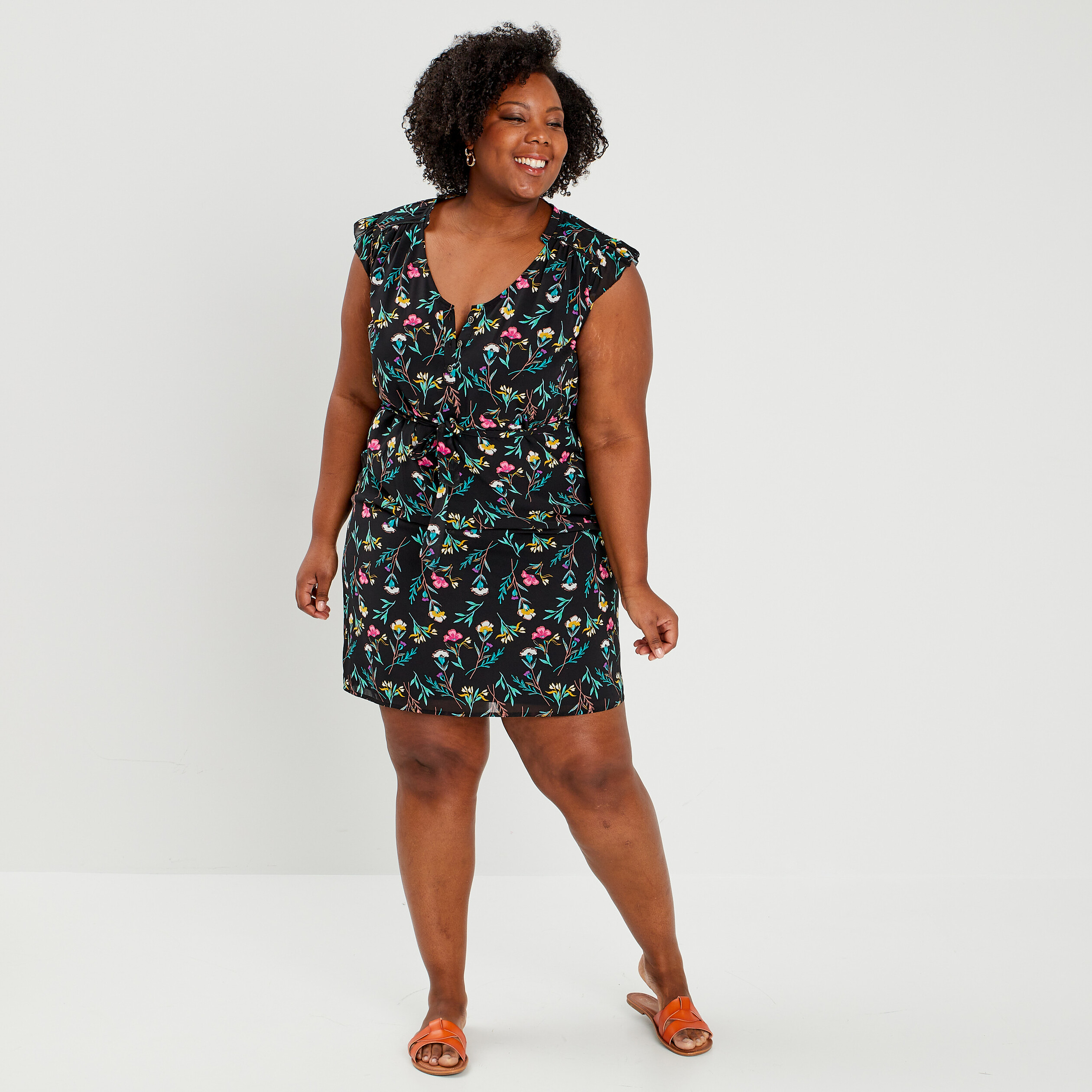 Robe droite sans manches noir femme grande taille | La Halle