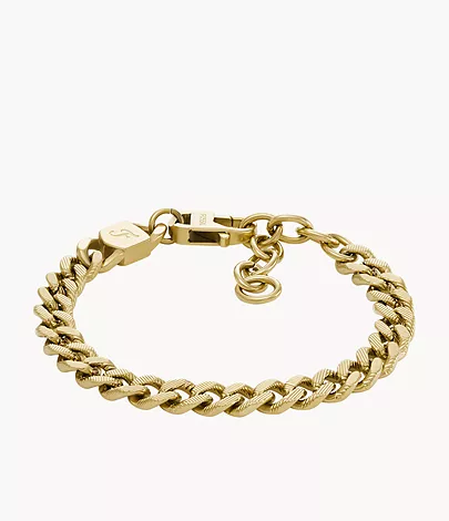 Fossil Armband Harlow Linear Texture Chain Edelstahl goldfarben