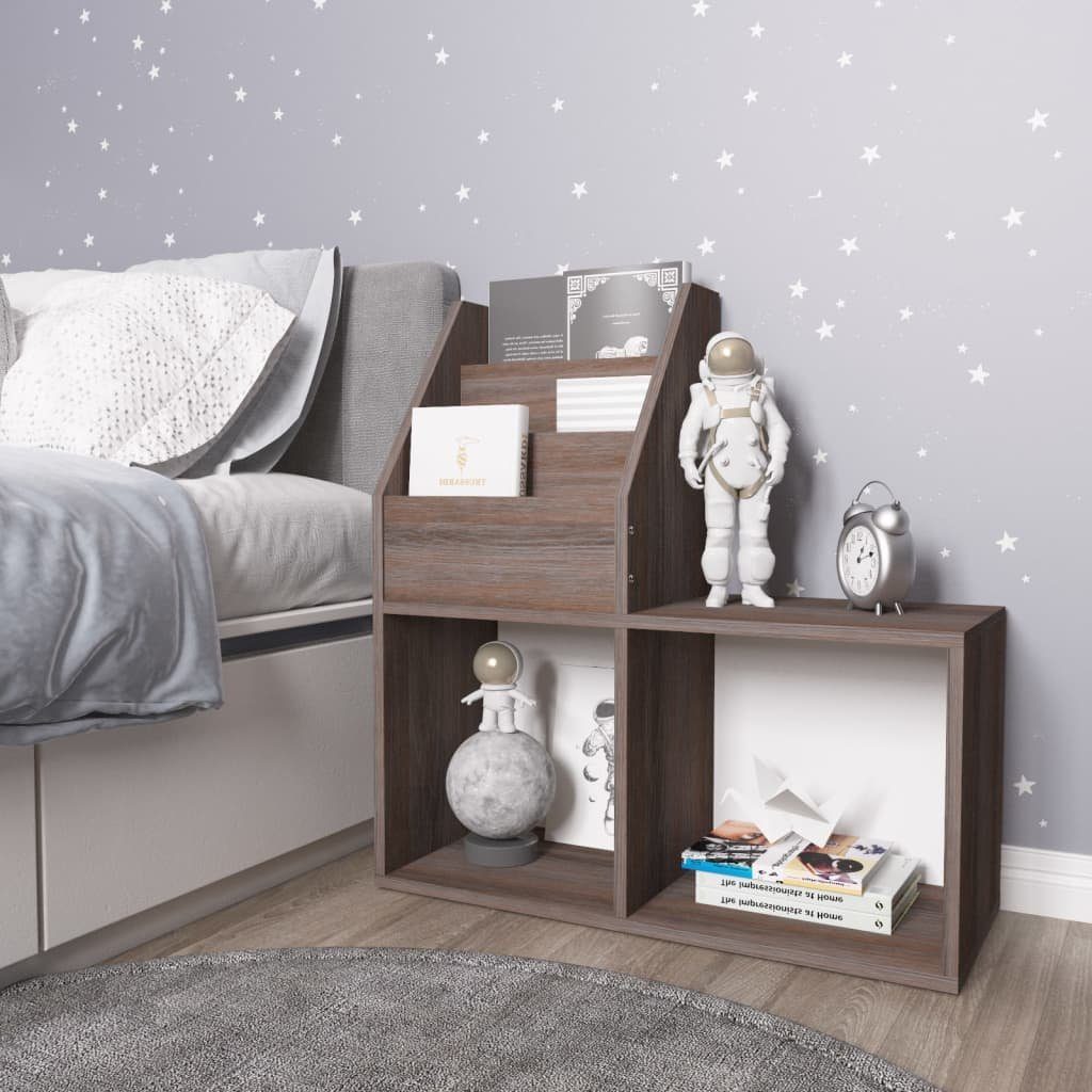 vidaXL Zeitungsständer Kinder-Bücherregal Grau Sonoma-Eiche 71x30x78,5cm Holzwerkstoff (1 St)