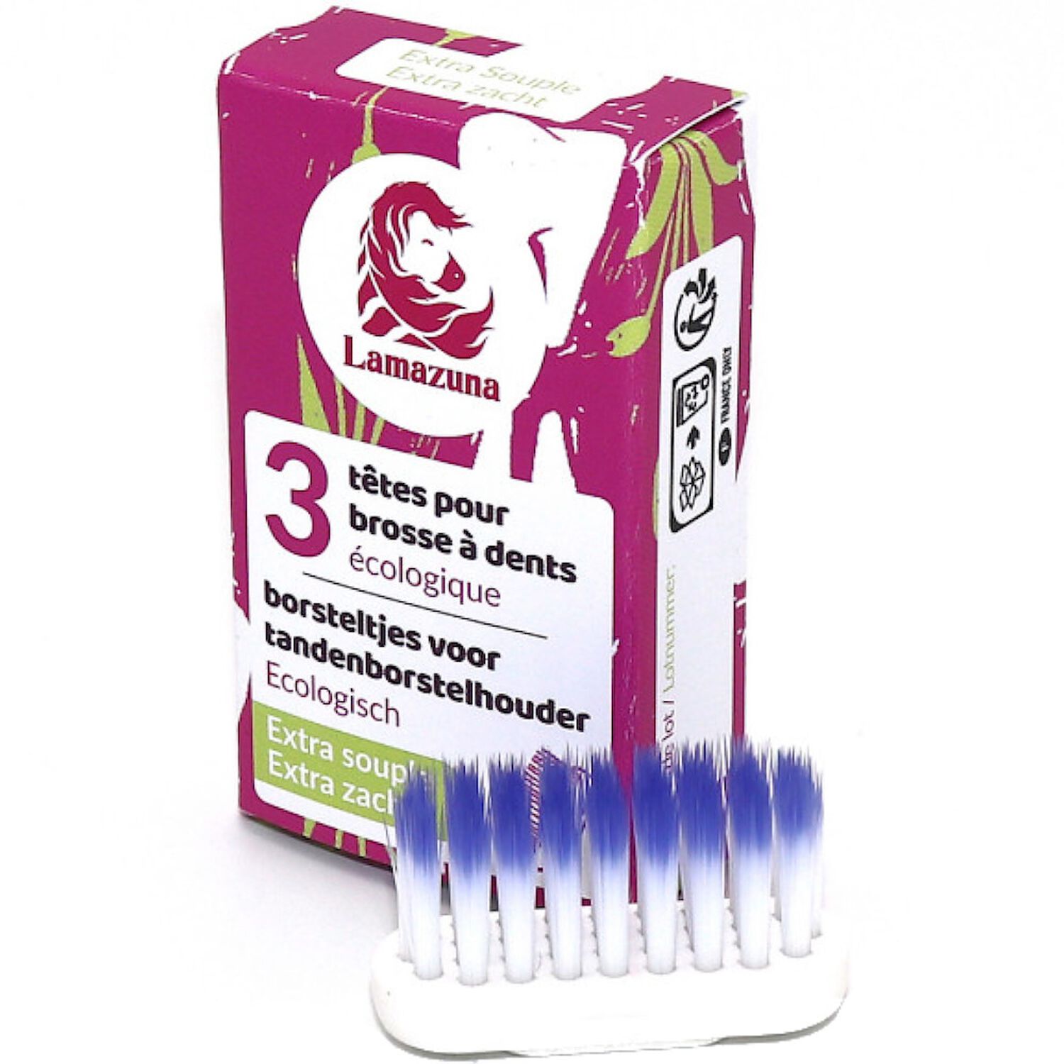 Lamazuna Têtes pour Brosse à Dents Recharge x3 Extra-Souple