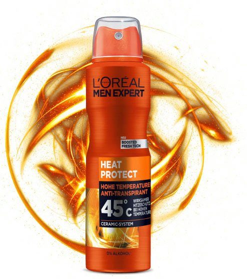 L'ORÉAL PARIS MEN EXPERT Deo-Spray Deo Spray Heat Protect 45°C, Packung, 6-tlg.