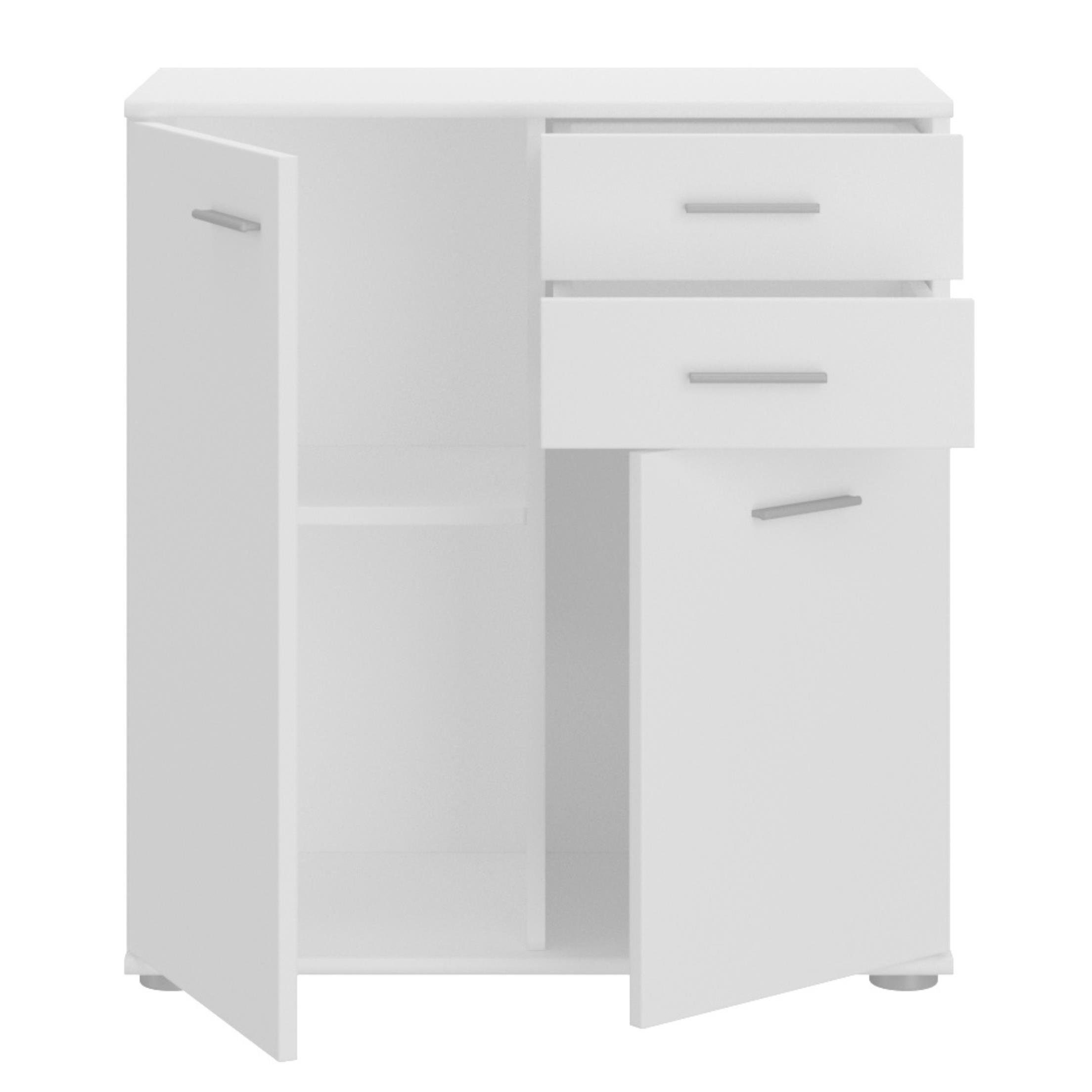 Furnix Kommode multifunktionaler klassischer Schrank MIDOS 2, mit 2 Türen und 2 Schubladen, B71 x H75 x T35 cm