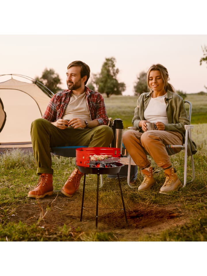 relaxdays Holzkohlegrill in Schwarz/ Rot - Ø 37 cm günstig kaufen onesize