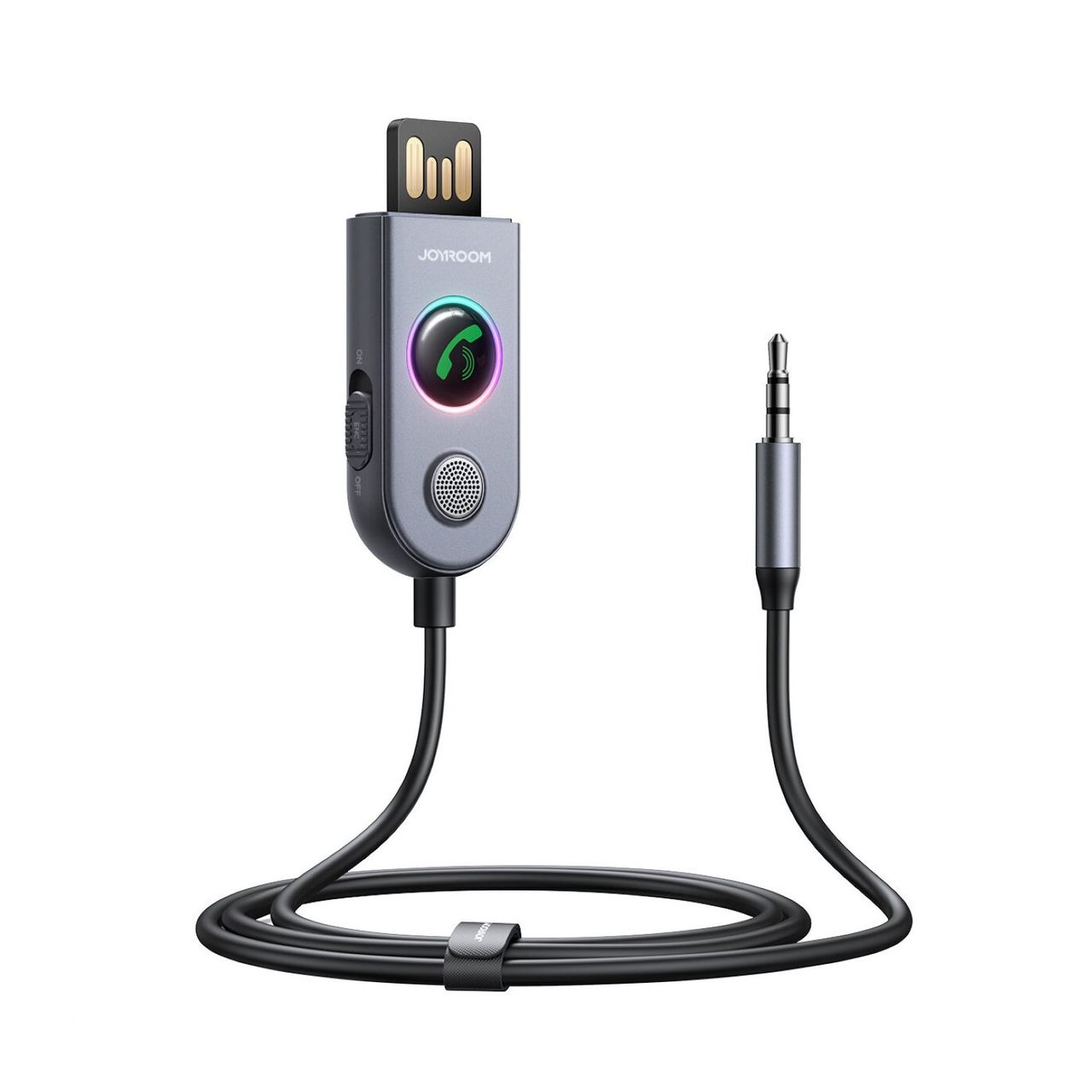 Joyroom JR-CB6 kabelloser Autoempfänger Bluetooth Technologie – Grau 100 cm mit LED