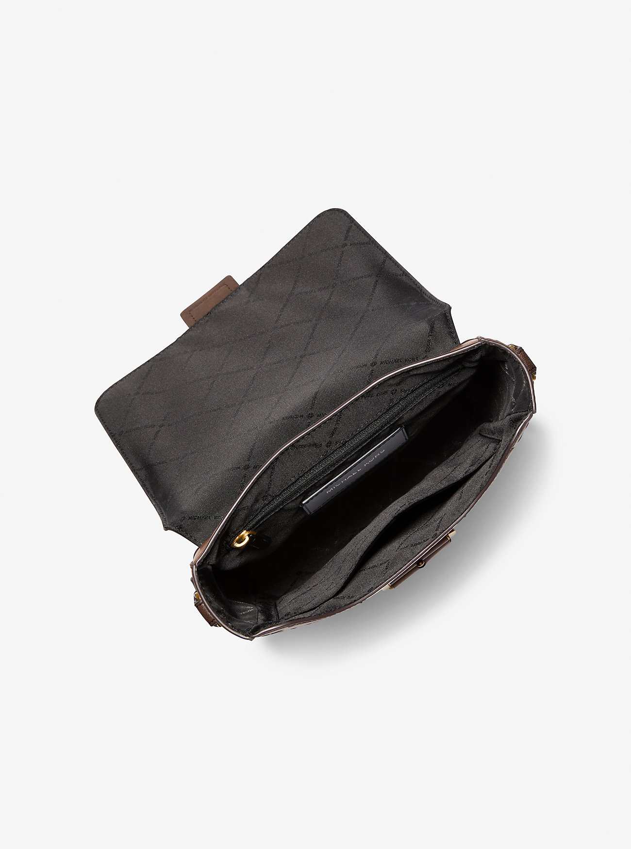 Colby Logo Preget Brunert Skinn Messenger Bag - SJOKOLADE