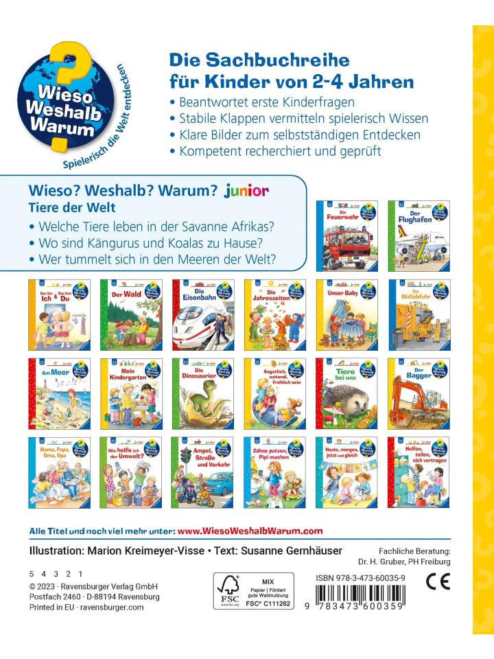 Ravensburger Wieso? Weshalb? Warum? junior, Band 73 - Tiere der Welt günstig kaufen onesize