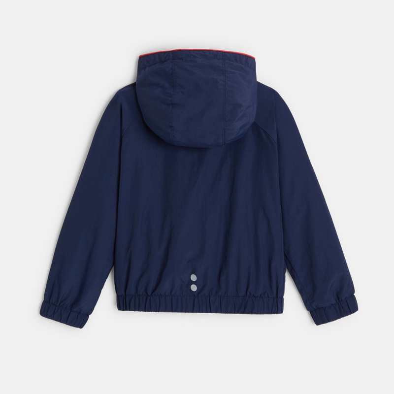 Coupe-vent déperlant à capuche bleu garçon