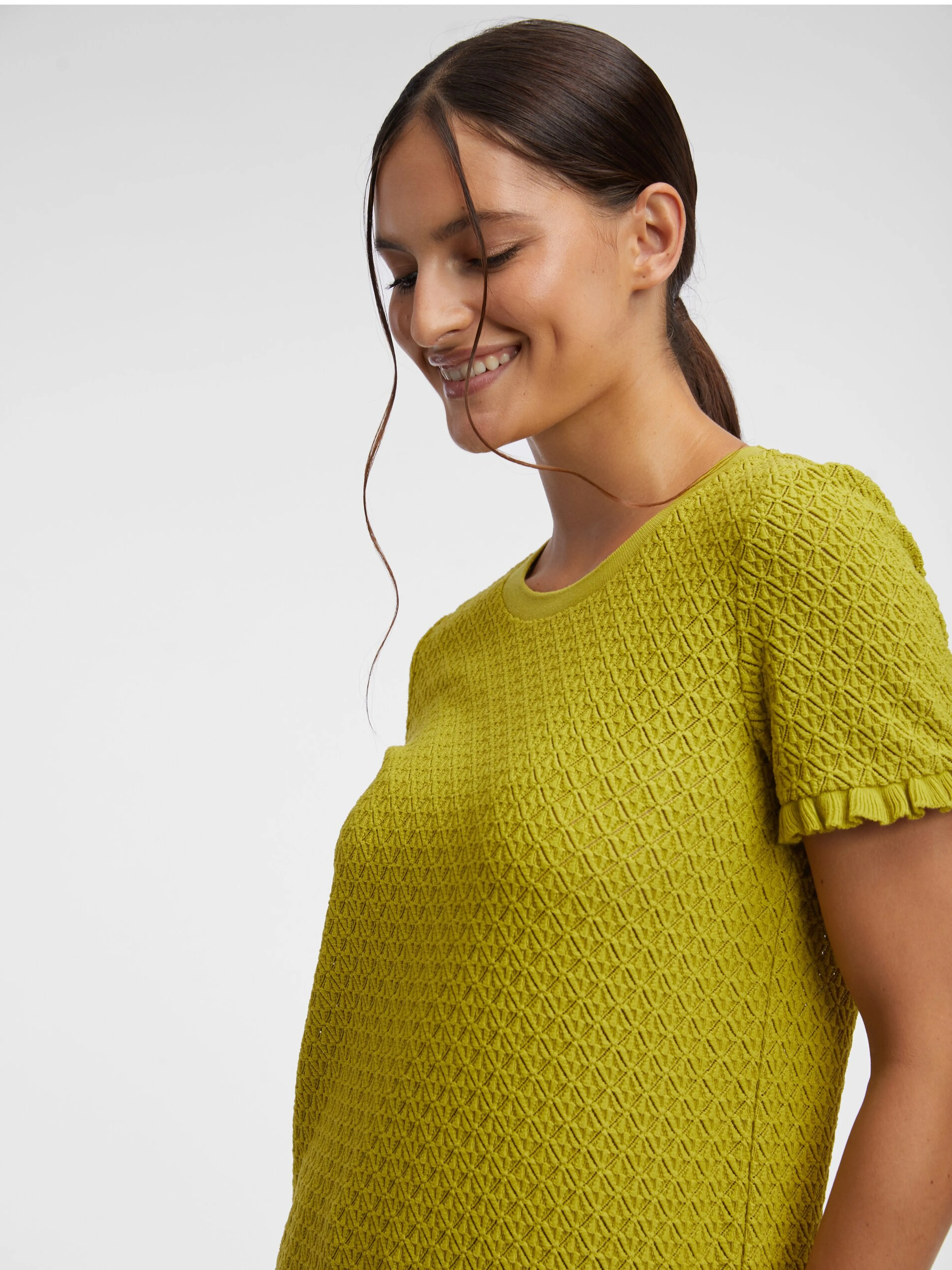 Grünes gemustertes Damen-Strickhemd ORSAY
