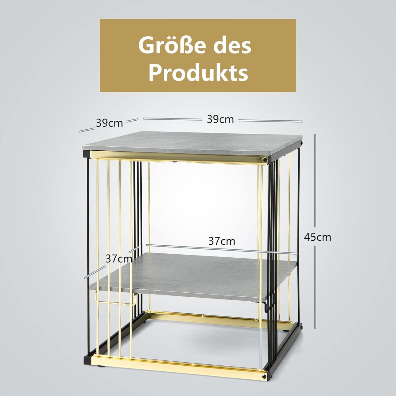Costway 2 Ebenen Beistelltisch Marmor Optik