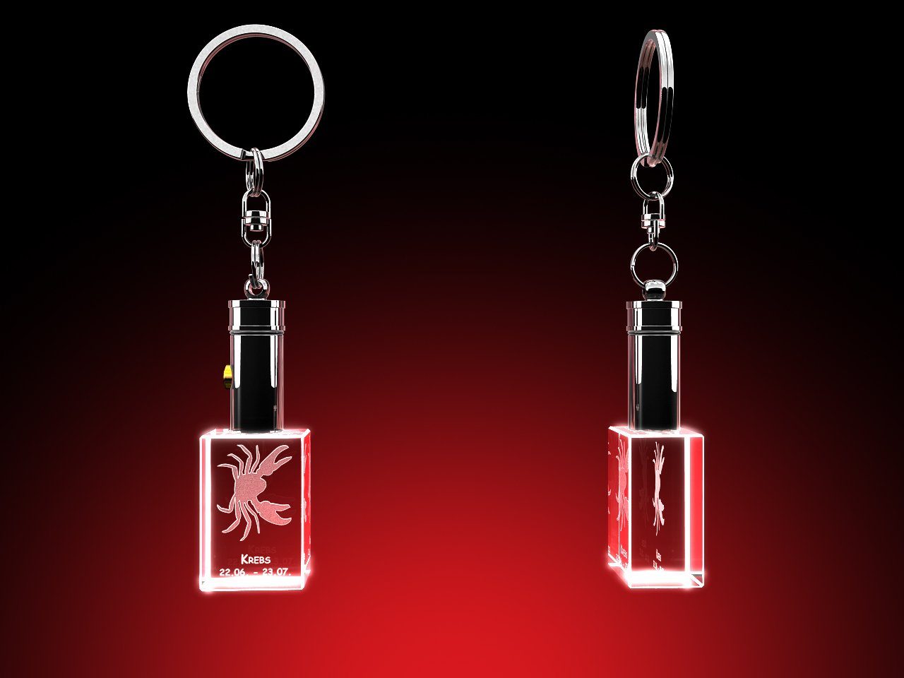 GLASFOTO.COM Schlüsselanhänger mit Gravur Sternzeichen - Schlüsselanhänger aus Glas mit LED Leuchte eckig (1 Stück), zum Geburtstag, Weihnachten, Muttertag, Ostern, Valentinstag