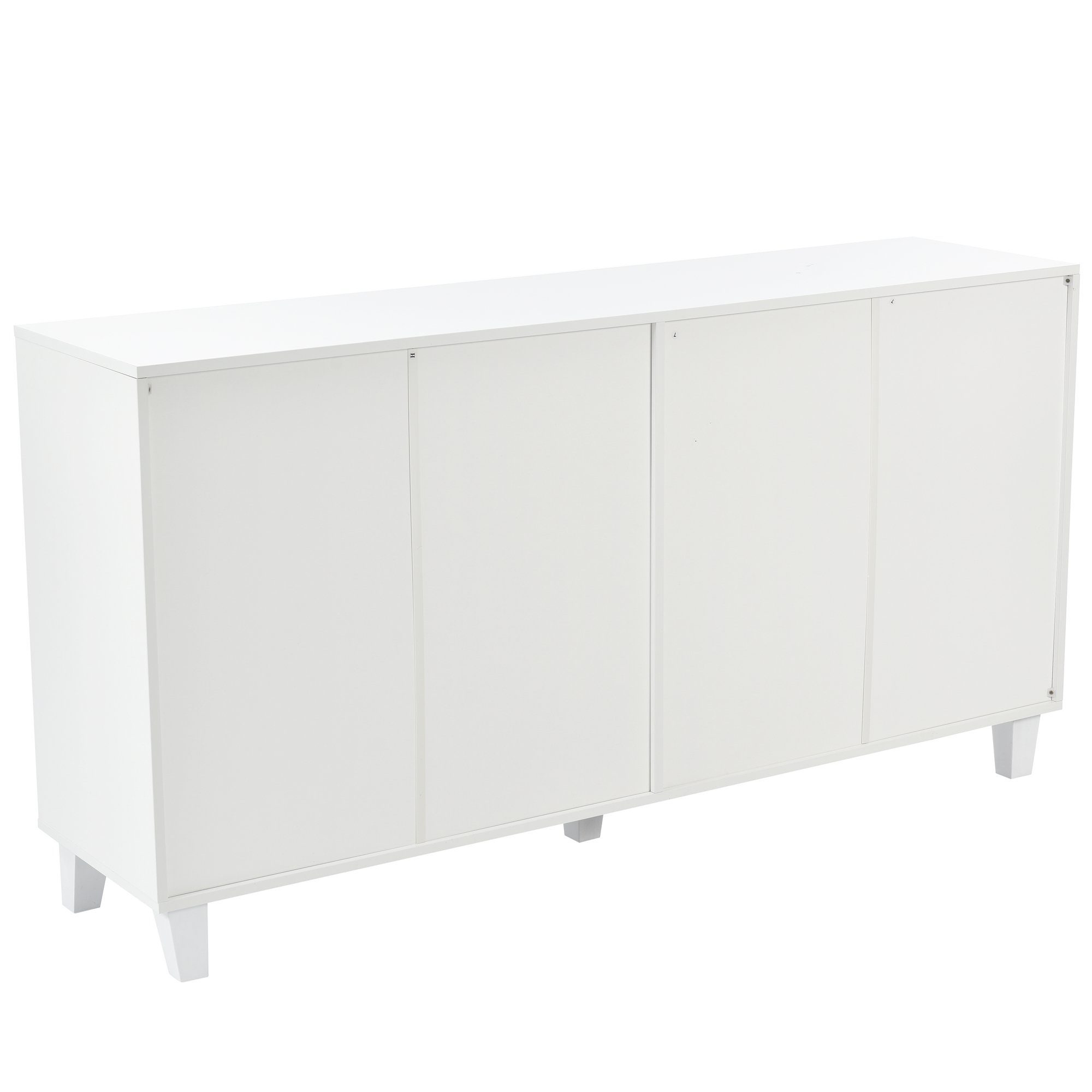 Flieks Sideboard (1 St), Schrank mit 4 Spiegeltür Anrichte Kommode Wohnzimmer Schlafzimmer