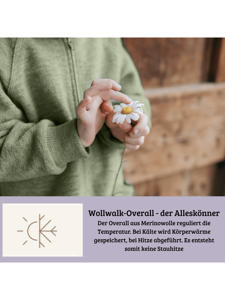Kinderhaus Blaubär Baby-Overall mit Kapuze, Holzknöpfen & Mulltuch Blaubaer in Safran Melange günstig kaufen 50/56