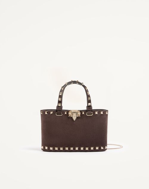 Mini Rockstud boodschappentas van suède