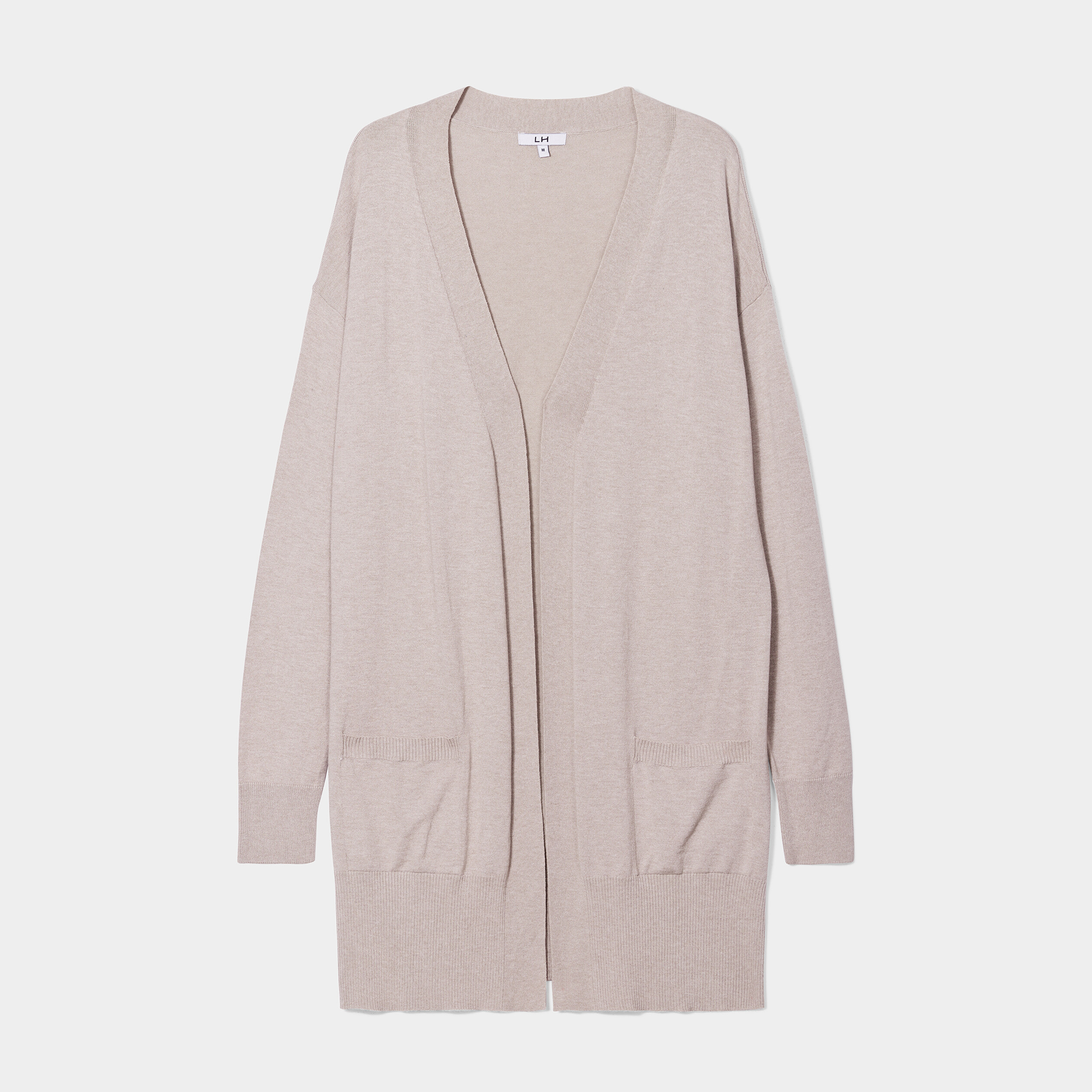 Gilet mi-long manches longues beige femme | La Halle