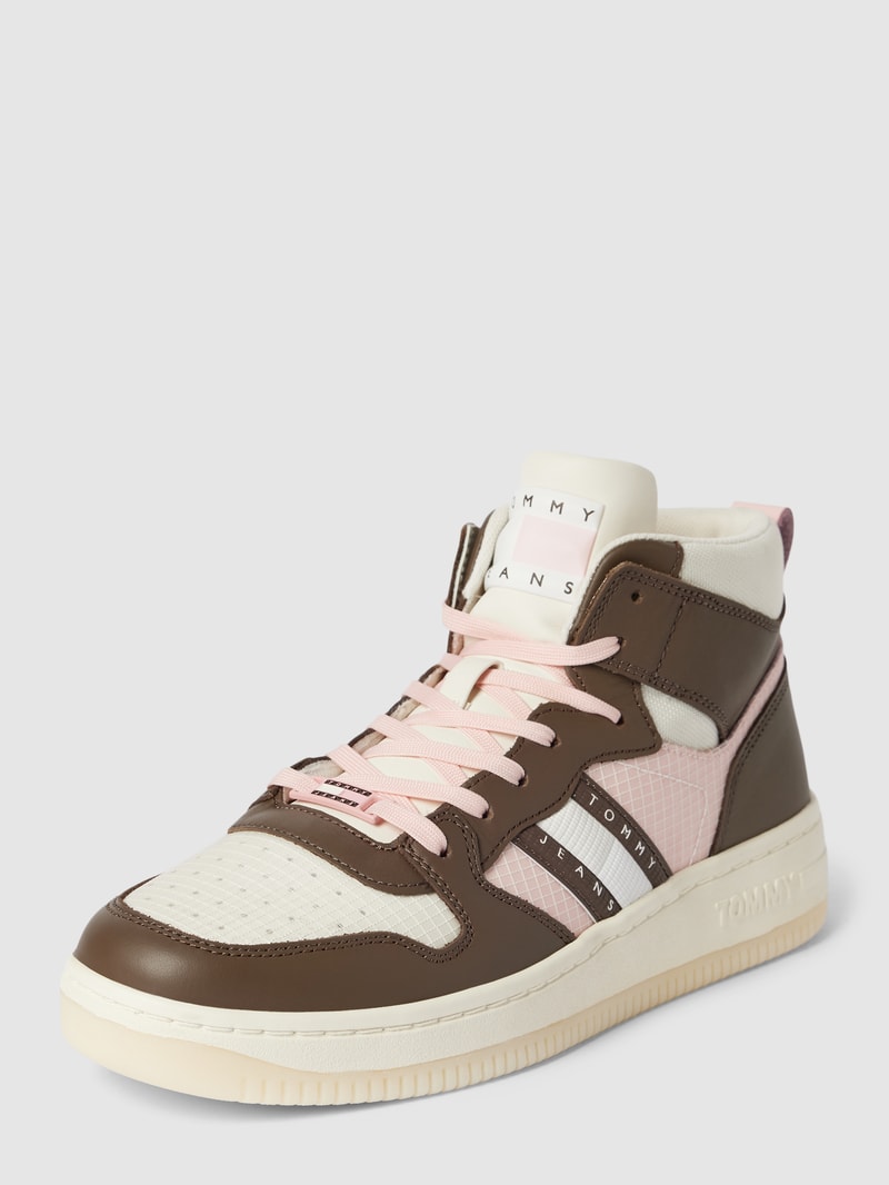 High Top Sneaker mit Label-Detail Modell 'RETRO BASKET' in hellbraun