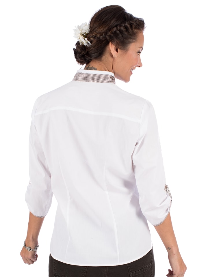 OS-Trachten Trachtenbluse 450006-3684 in weiß-taupe günstig kaufen