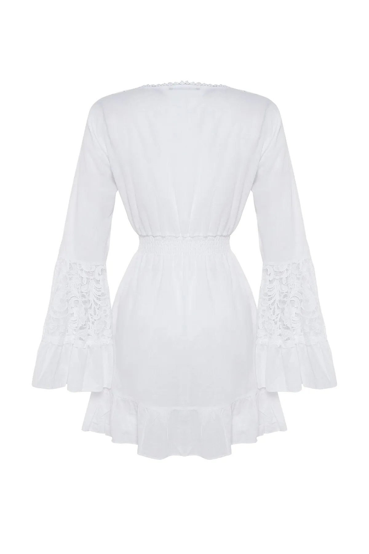 Trendyol Collection  Weißes Mini-Strandkleid aus gewebter Spitze aus 100 % Baumwolle TBESS23EL00048