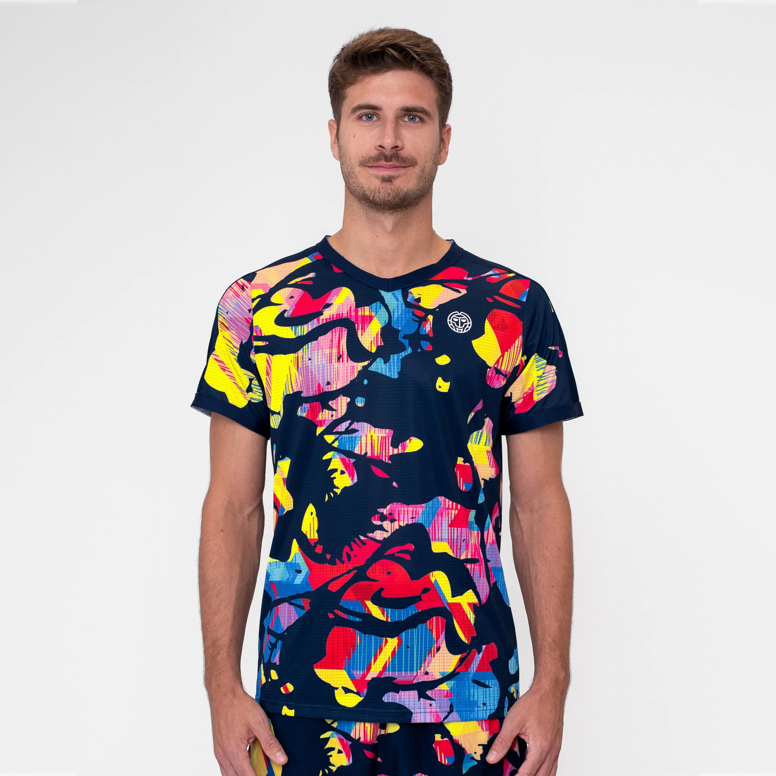Wild Arts V-Neck T-Shirt Herren - Dunkelblau, Mehrfarbig