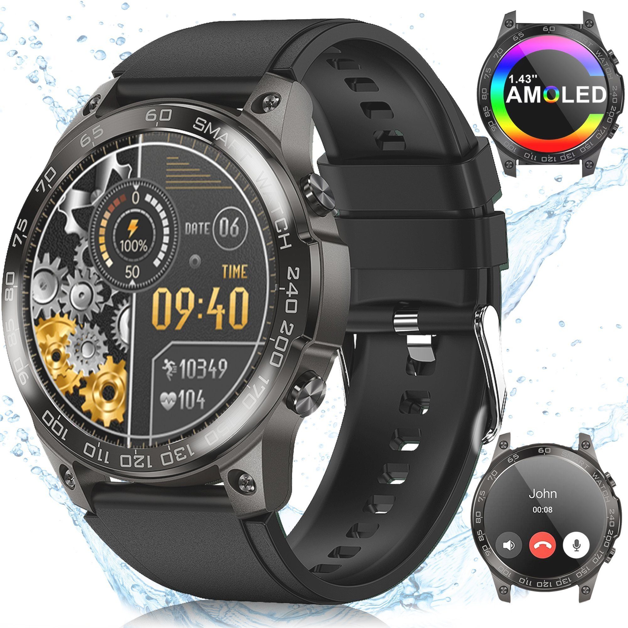 Mutoy Smartwatch, Fitness Tracker Uhr für Damen Herren Smartwatch (3.63 cm/1,43