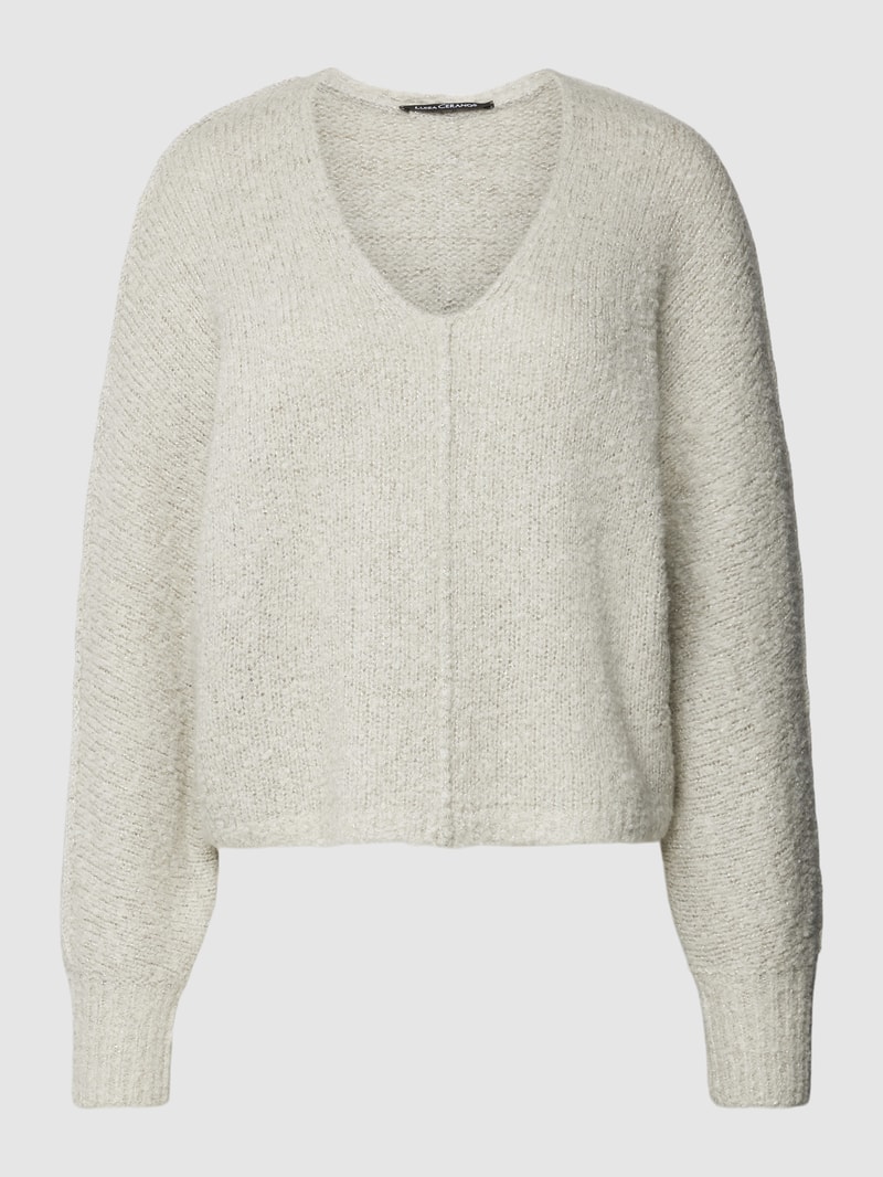 Strickpullover mit V-Ausschnitt in stein