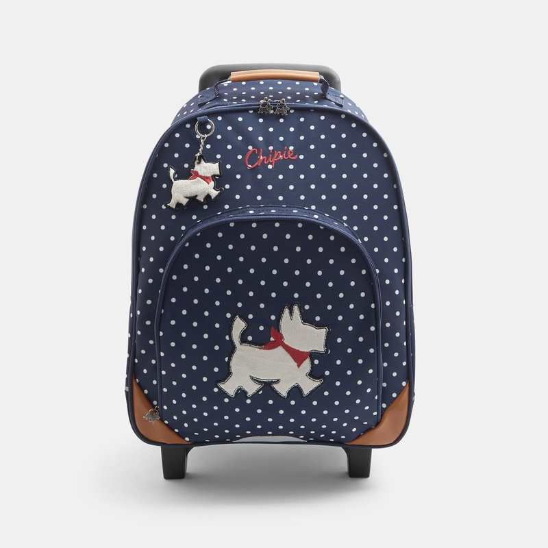 Sac à dos à roulettes avec porte-clés impression pois