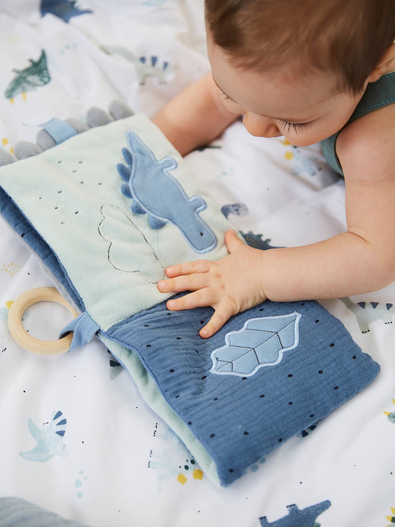 Vertbaudet Baby Stoffbuch KLEINER DINO - blau