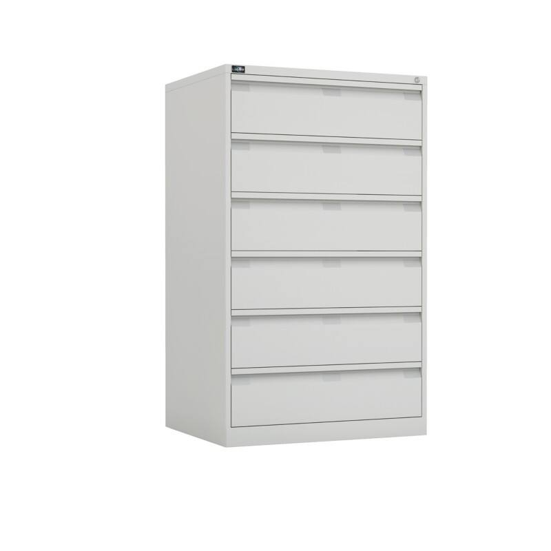 Bisley Stahl Karteischrank 6 Schübe Abschließbar 802 x 622 x 1.321 mm Weiß