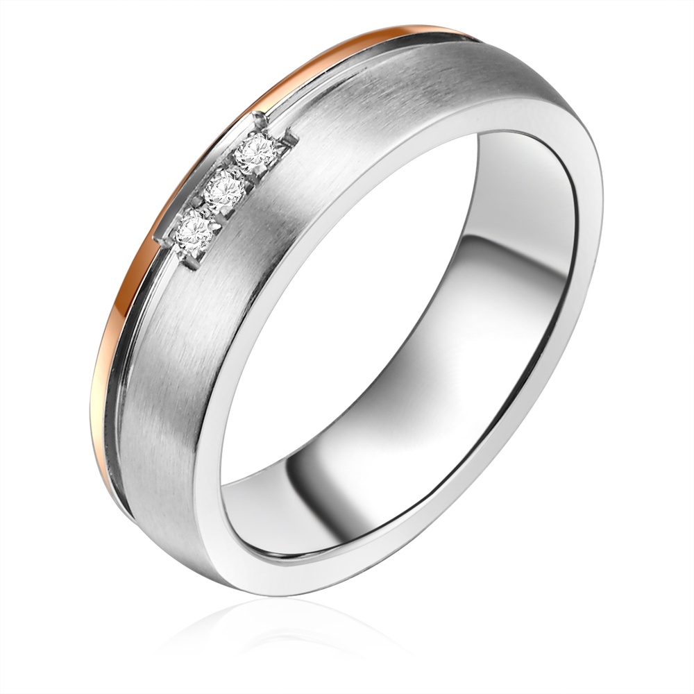 Trilani Bague en acier inoxydé Acier inoxydable Oxyde de zirconium (CZ) en Argent Bague