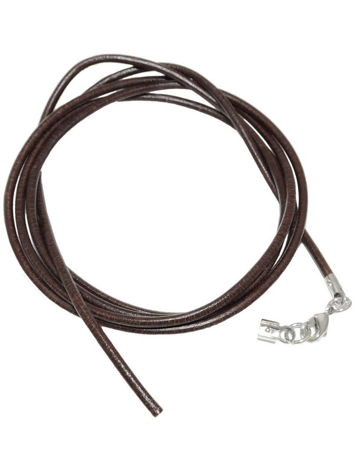 Gallay Lederband Rundschnur Rindleder 2mm braun gefärbt mit 1x Verschluss silberfarbig 1m in braun günstig kaufen onesize