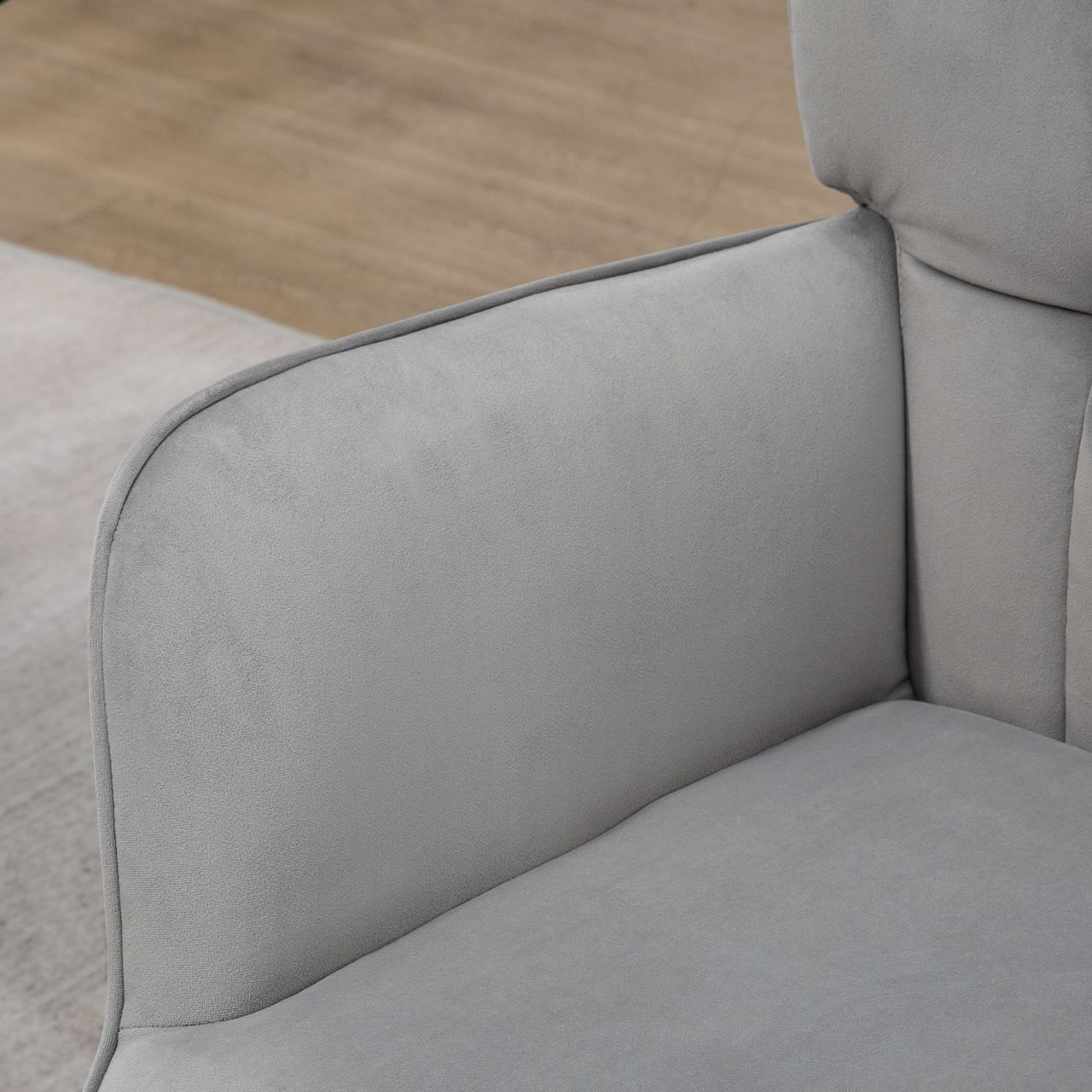HOMCOM Ohrensessel mit Hocker, Relaxsessel, Loungesessel mit Samtoptik