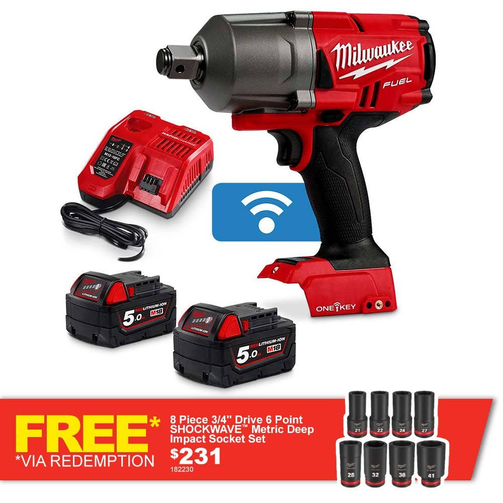 Conjunto de Chaves de Impacto de Alto Torque MILWAUKEE FUEL™ ONE-KEY™ 18V 3/4