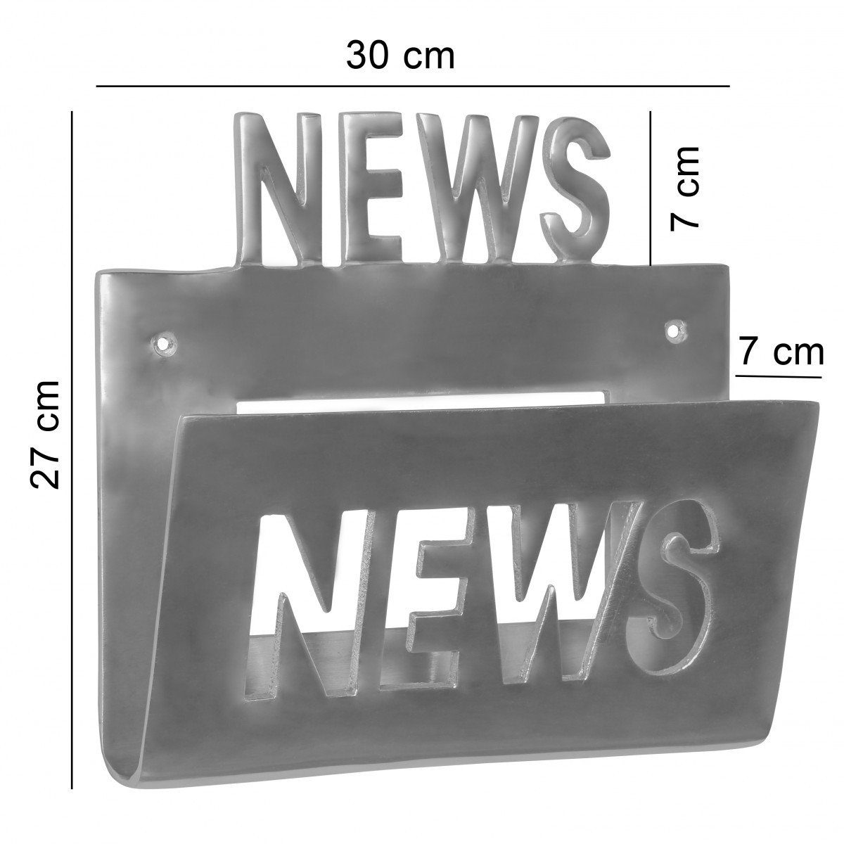 FINEBUY Zeitungsständer FB42078 (Prospekthalter News für die Wand Zeitungshalter), Zeitschriftenhalter Aluminium Metall, Silber