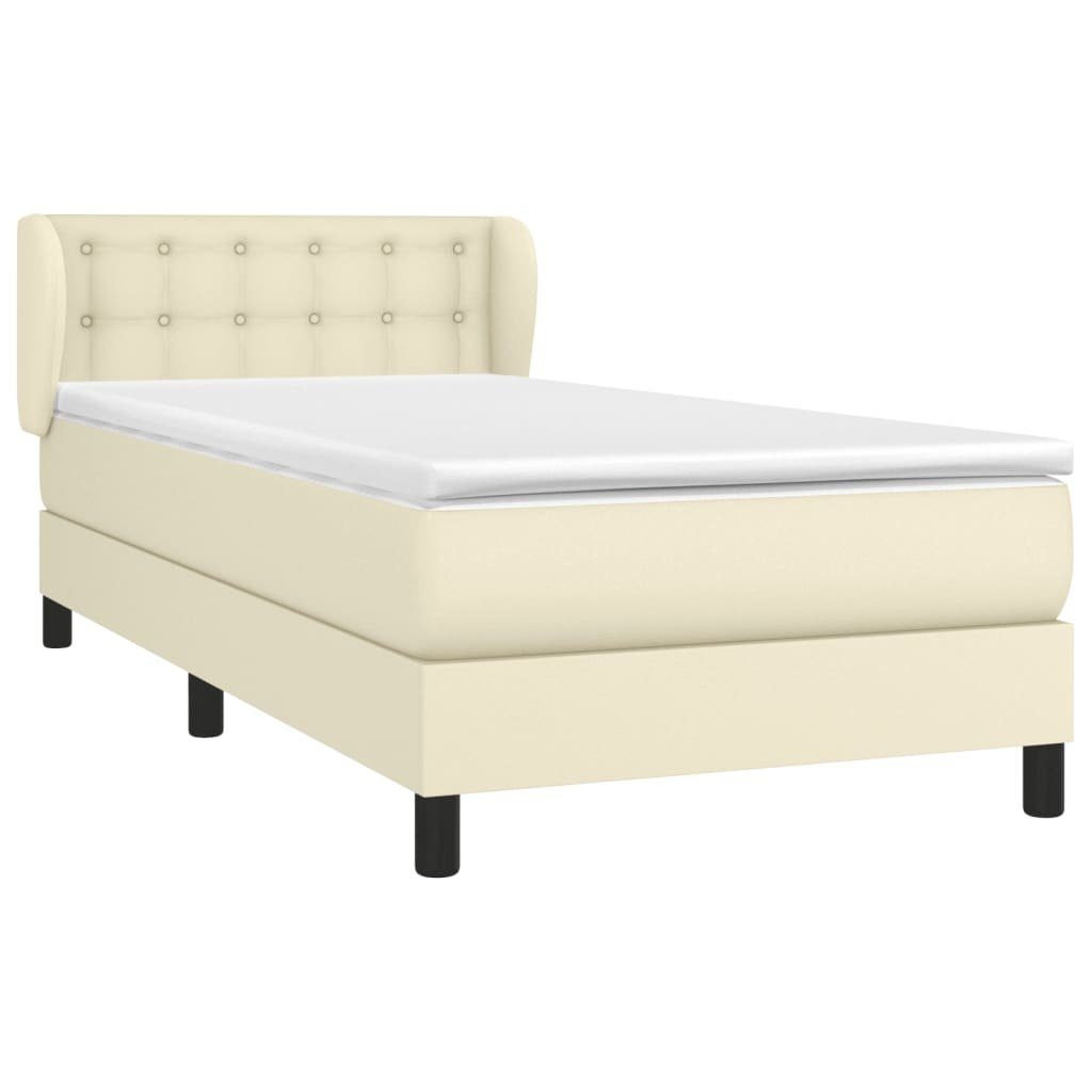vidaXL Bett Boxspringbett mit Matratze Creme 80x200 cm Kunstleder
