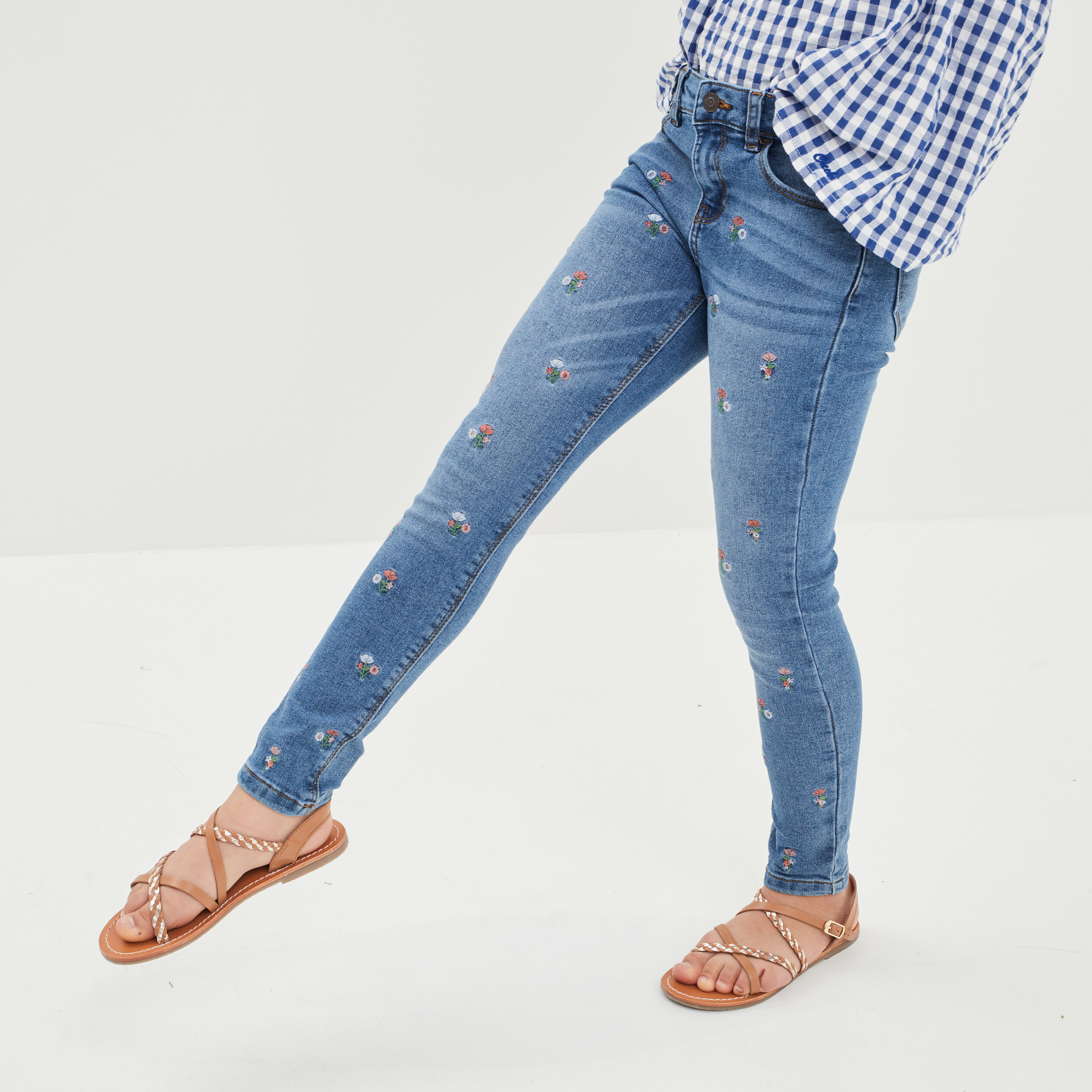 Jeans skinny brodé Creeks denim double stone fille | La Halle
