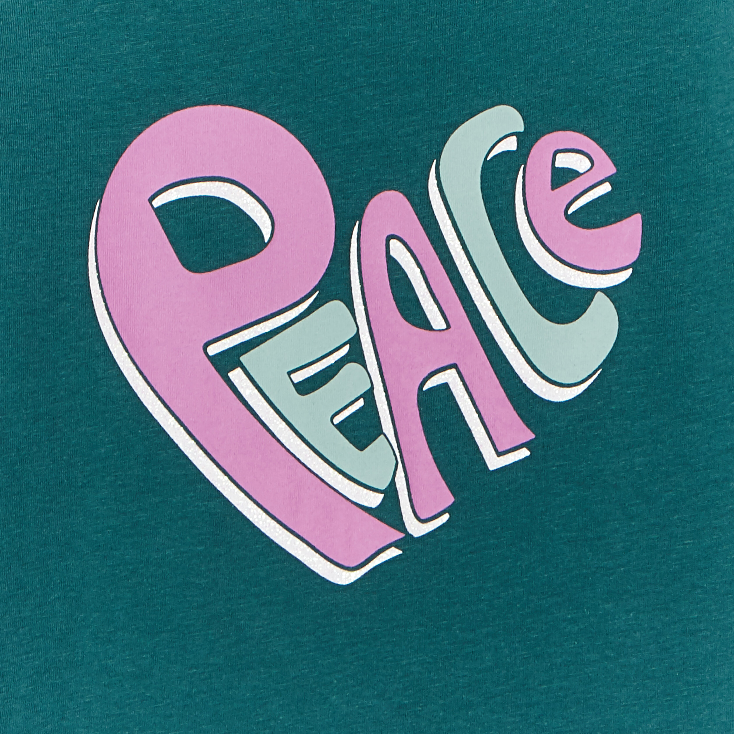 T-shirt col rond manches longues coton vert foncé fille | La Halle