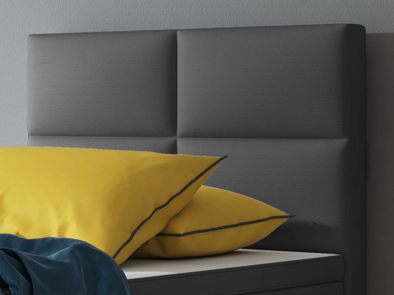 IHG Boxspringbett Miami 90x200 cm Kunstleder Anthrazit