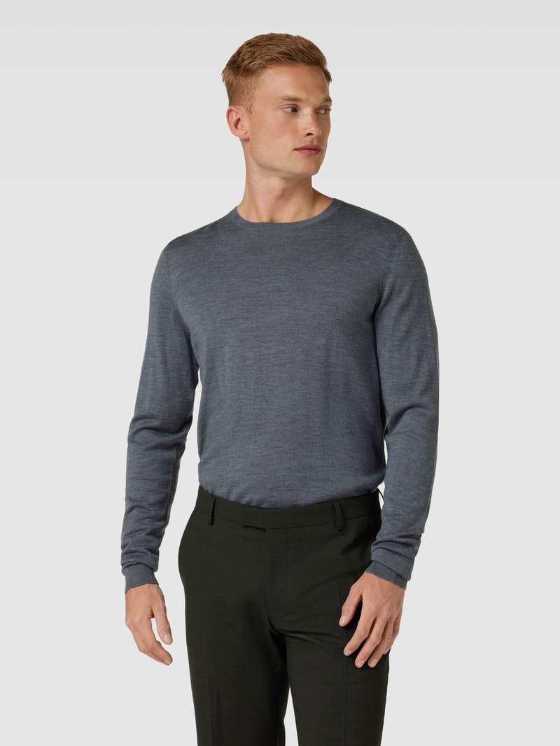 Strickpullover aus Wolle mit Rundhalsausschnitt in dunkelgrau