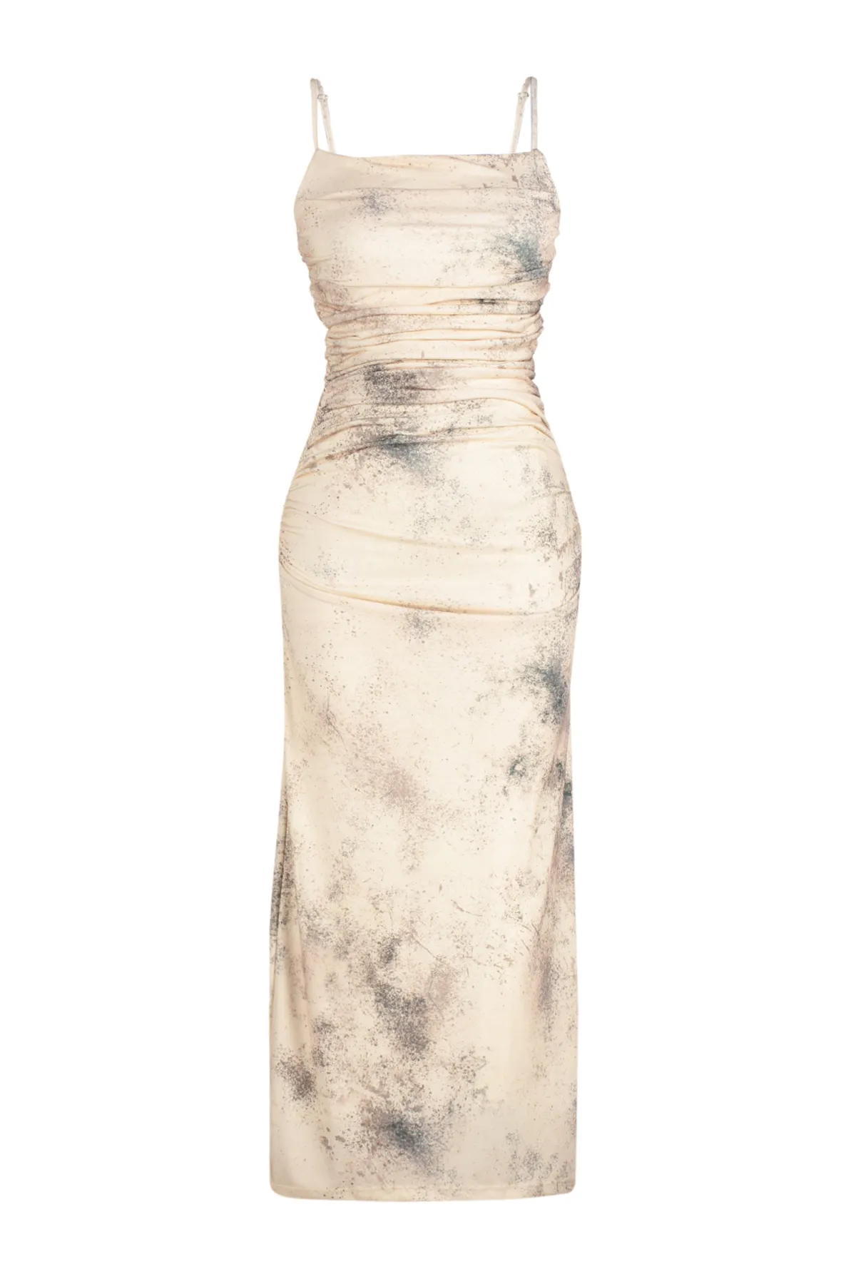Trendyol Collection  Limited Edition – Mehrfarbig bedrucktes, dehnbares Strick-Bleistiftkleid mit Midi-Trägern TWOSS24EL00566