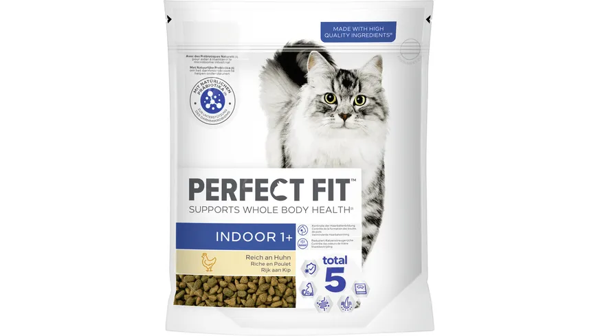 Perfect Fit™ Katzentrockenfutter Beutel Indoor 1+ mit Huhn 750 g