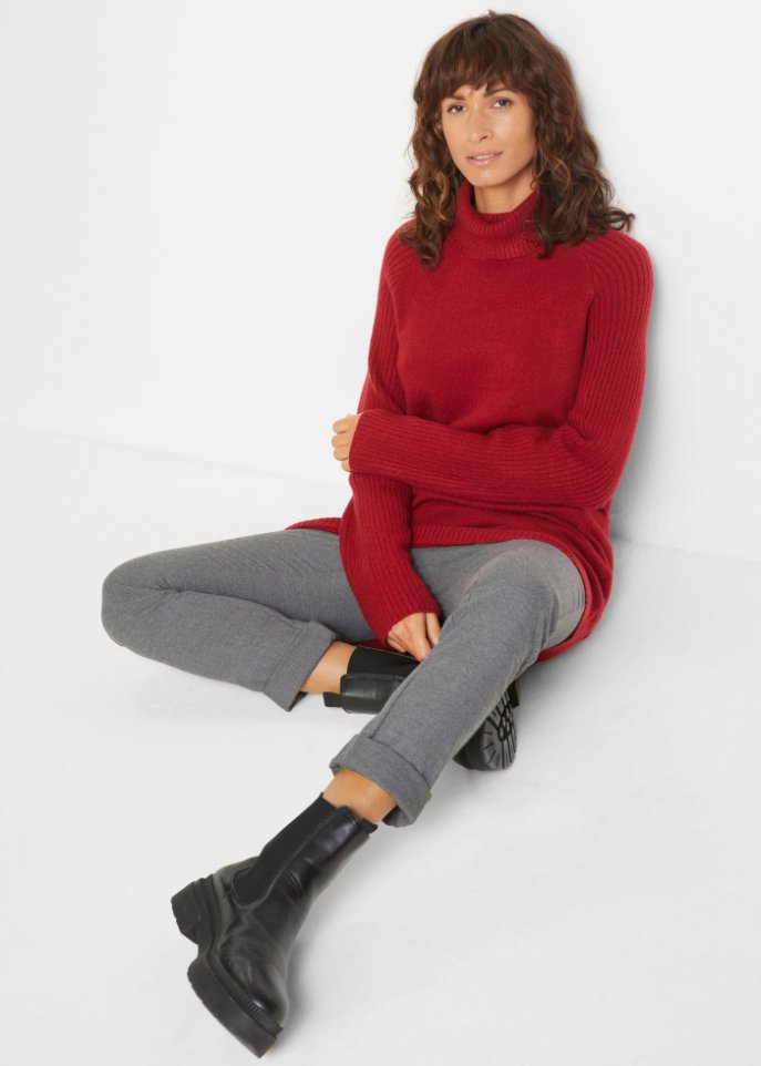 Longpullover mit Rollkragen