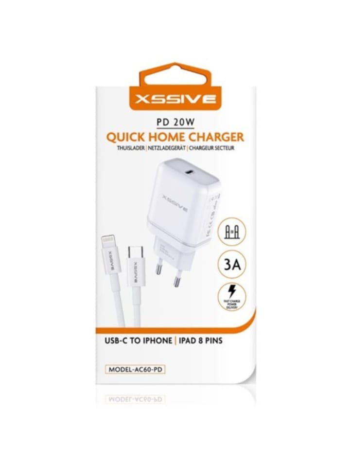 COFI 1453 Schnelladegerät 20W Ladegerät und USB Kabel Type-C zu iOS Geräte 3A in Weiß günstig kaufen onesize