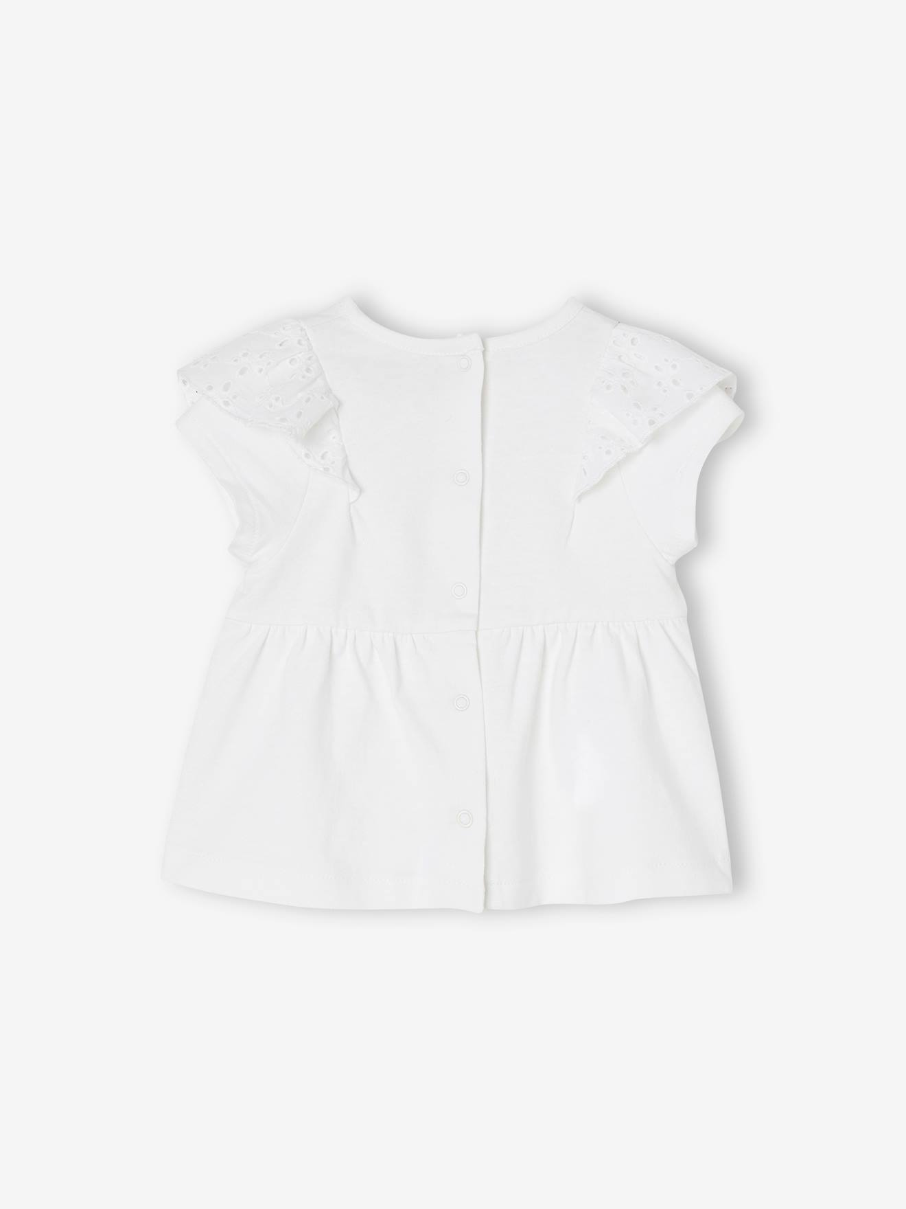 T-shirt bébé volant en broderie anglaise blanc