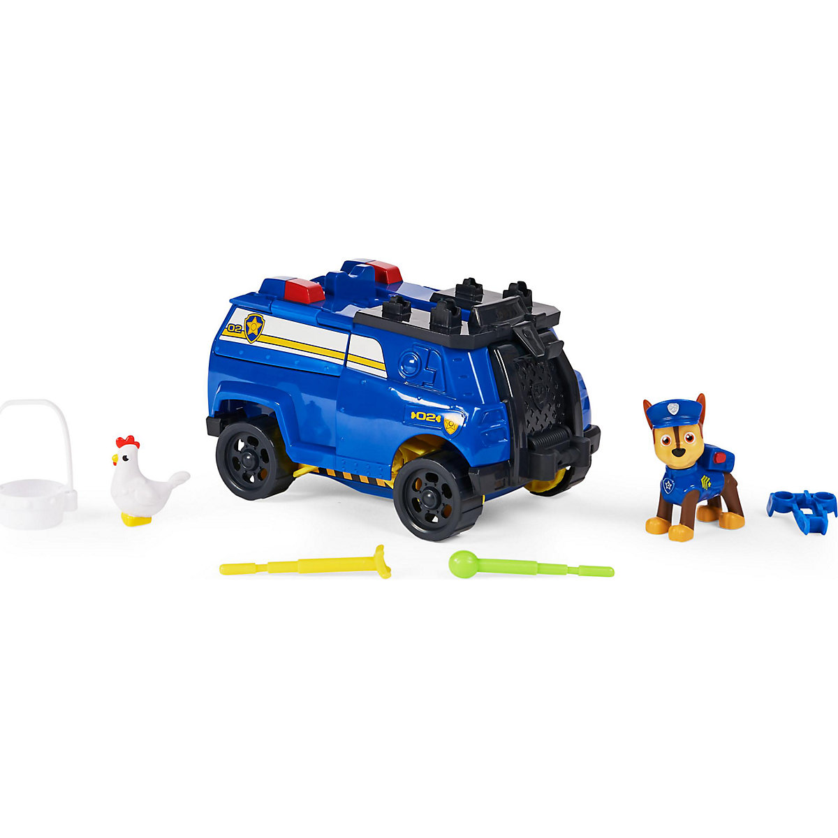 Paw Patrol Chases Rise and Rescue verwandelbares Spielzeugauto mit Actionfiguren und Zubehör, ab 3 Jahren, Polizeifahrzeug, Kinderspielzeug