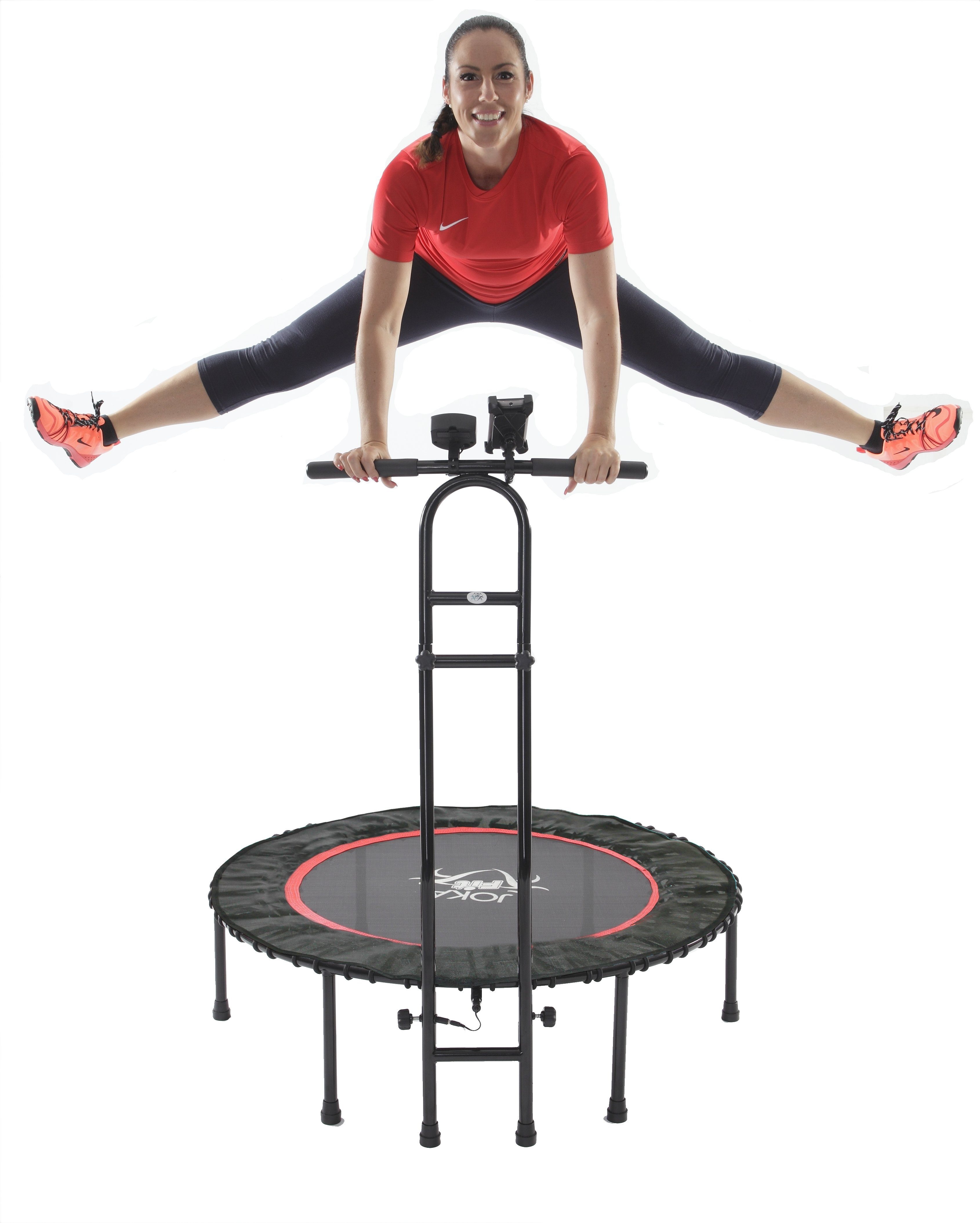 JOKA international Fitnesstrampolin JOKA Fit Fitnesstrampolin 2.0, Ø 110 cm, mit abnehmbarer Haltestange, inkl. Workout-DVD