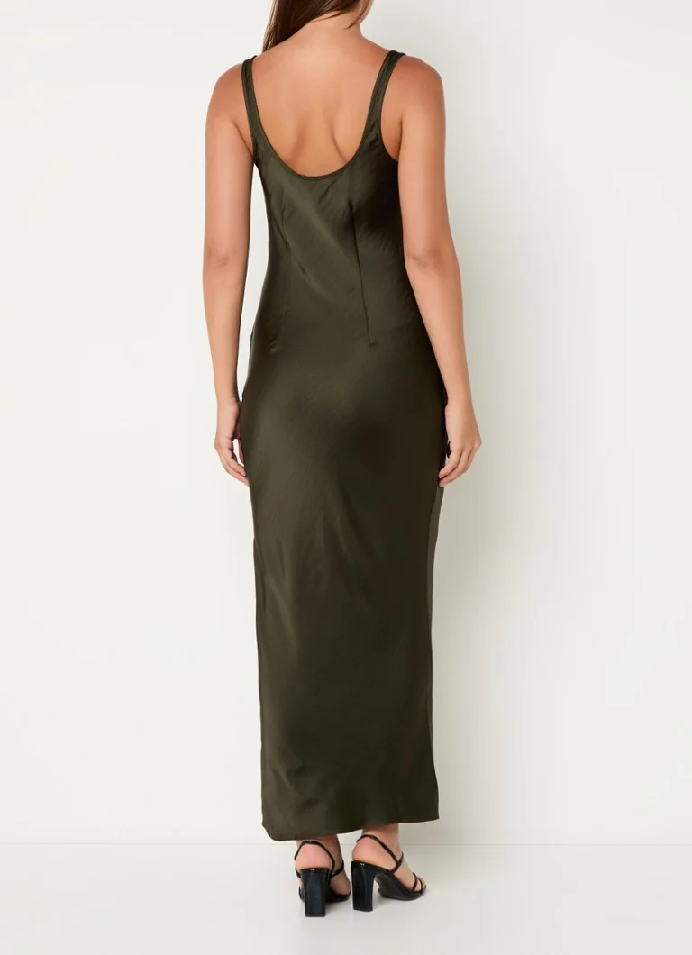 SAMSØE SAMSØE Vestido midi Sunna em cetim com fenda