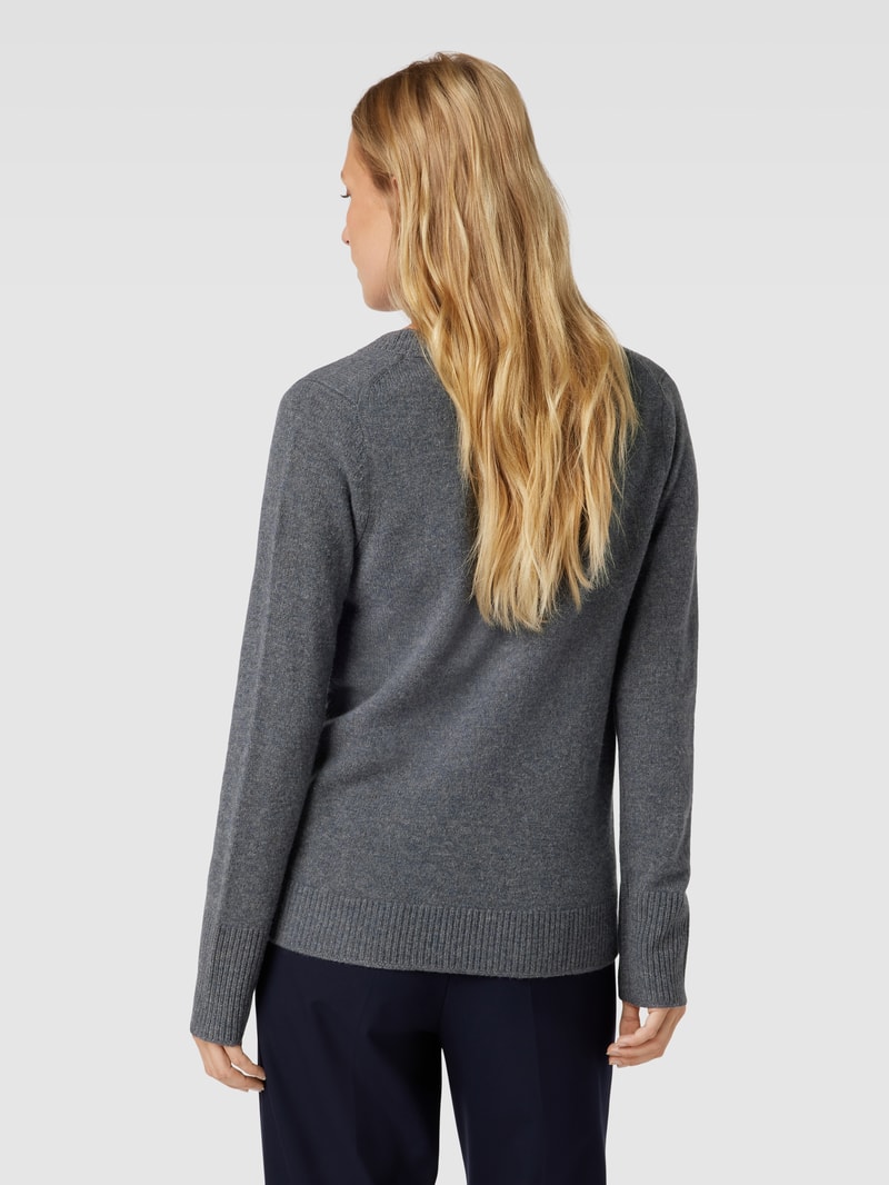 Strickpullover aus Wolle mit V-Ausschnitt in anthrazit meliert