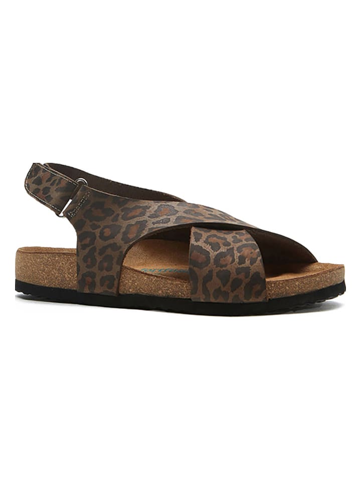 Comfortfusse Leder-Sandalen in Braun/ Schwarz günstig kaufen